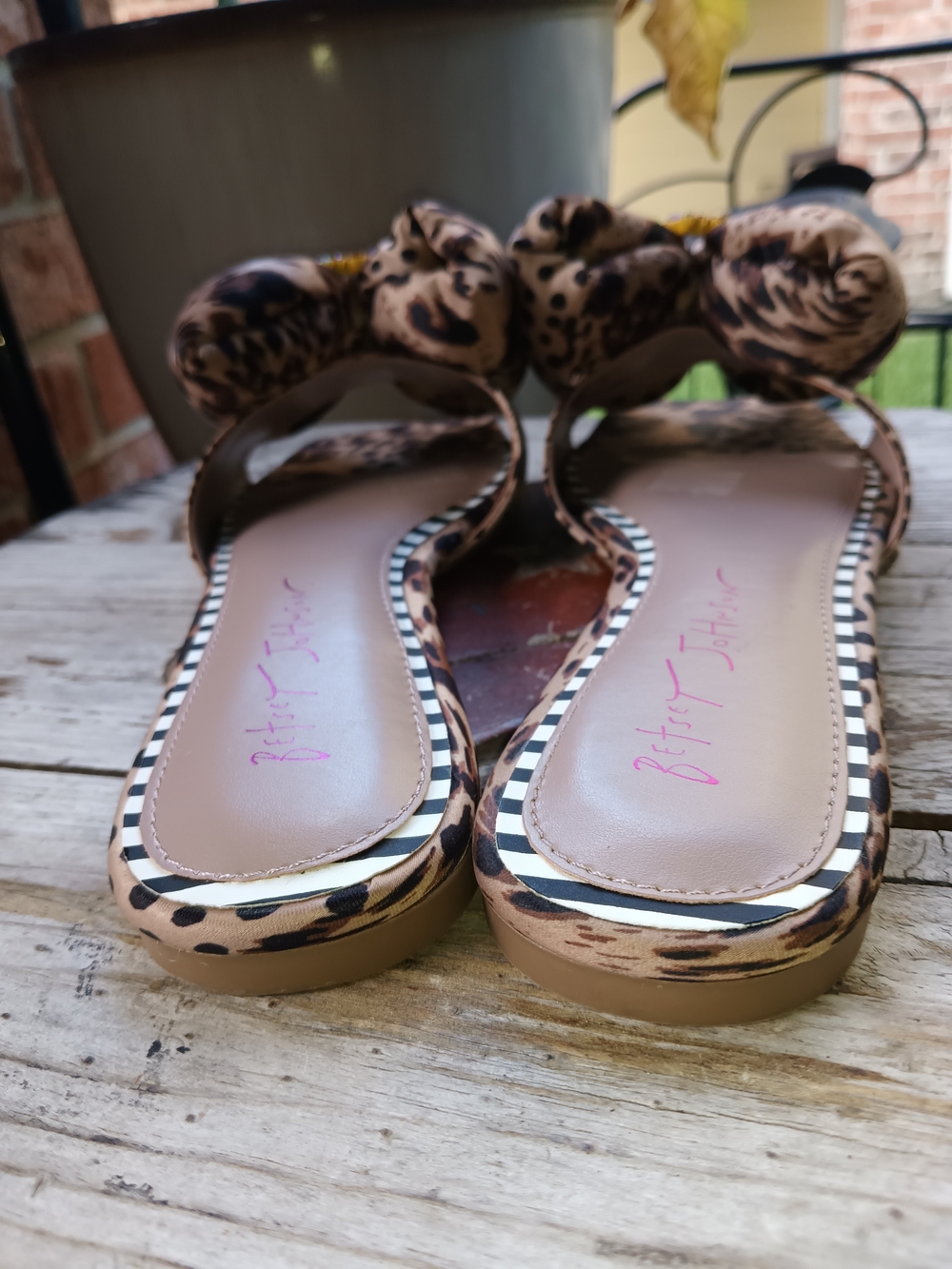 Betsey Johnson Leopard & Polka Dot Slide Sandals in Beige - Picture 4 of 6